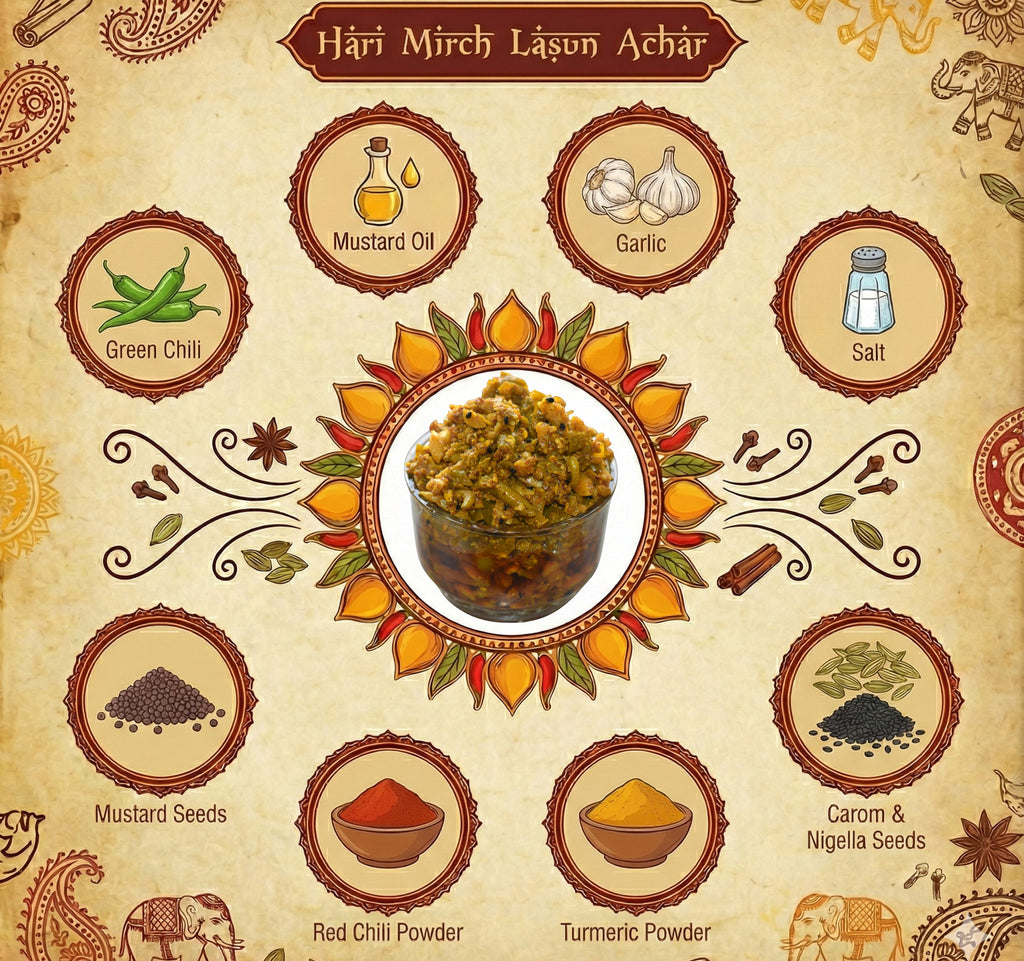 Garlic Green Chili Pickle | Hari Mirch Lahsun Achar